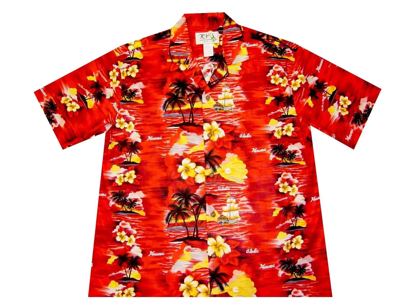 AL304-Big and Tall Men's Hawaii Sunset Hawaiian Shirt — kyifi.com